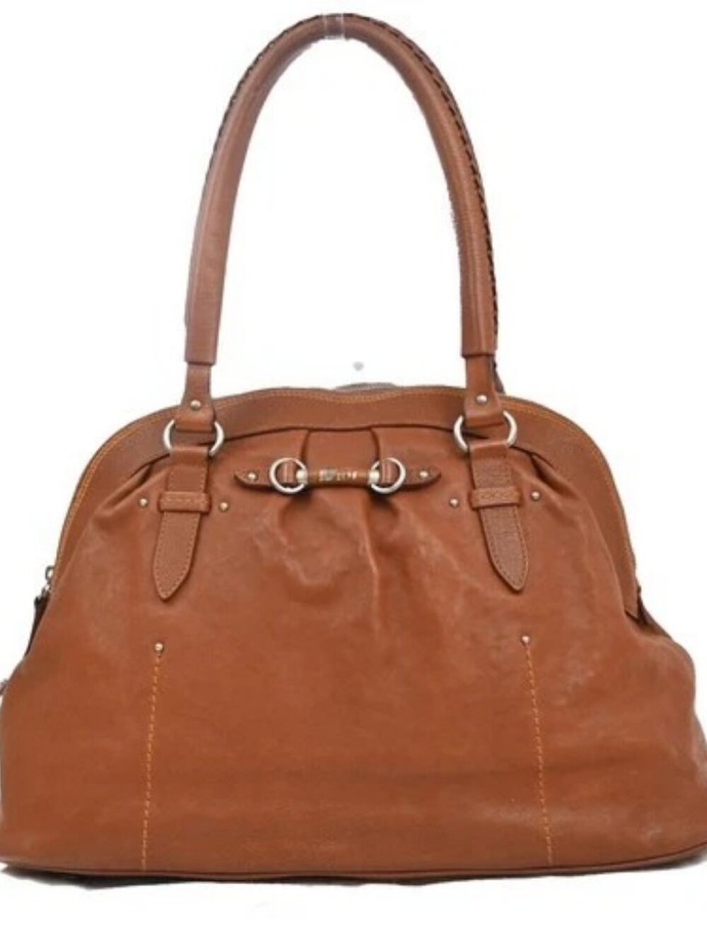 CHRISTIAN DIOR Logo Shoulder Tote Hand Bag Leather Brown Italy 12KC713